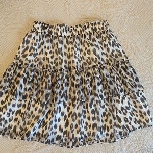 LOFT pink gray Leopard Print Tiered Ruffled Skirt Medium Used - like new